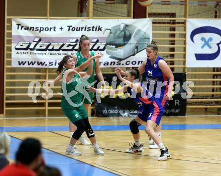 Basketball Damen Superliga 2020/2021. Grunddurchgang 2. Runde.  KOS Celovec Damen gegen UBSC-DBBC Graz. Anna Kowatsch, Nikolina Sofric (KOS Celovec), Lejla Meskic, Amira Bajric (Graz). Klagenfurt, am 11.10.2020.
Foto: Kuess
www.qspictures.net

---
pressefotos, pressefotografie, kuess, qs, qspictures, sport, bild, bilder, bilddatenbank