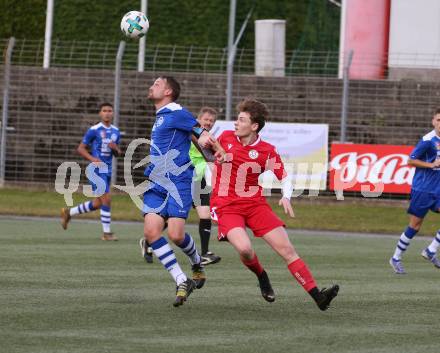 Fussball. 2. Klasse A. Spittal/Drau 1b gegen Ainet. Kristijan Jelic (Spittal),   Mathias Jost (Ainet). Spittal, 10.10.2020.
Foto: Kuess
---
pressefotos, pressefotografie, kuess, qs, qspictures, sport, bild, bilder, bilddatenbank