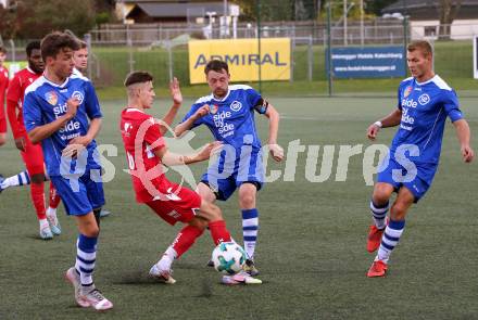 Fussball. 2. Klasse A. Spittal/Drau 1b gegen Ainet. Max Steinthaler (Spittal),   Mathias Jost (Ainet). Spittal, 10.10.2020.
Foto: Kuess
---
pressefotos, pressefotografie, kuess, qs, qspictures, sport, bild, bilder, bilddatenbank