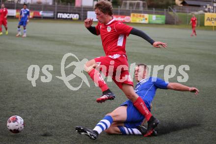 Fussball. 2. Klasse A. Spittal/Drau 1b gegen Ainet.  Kai-Jonas Tscheru (Spittal), Sandro Patrick Putzhuber  (Ainet). Spittal, 10.10.2020.
Foto: Kuess
---
pressefotos, pressefotografie, kuess, qs, qspictures, sport, bild, bilder, bilddatenbank