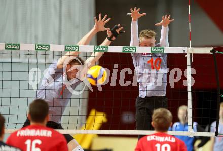 Volleyball Bundesliga. Woerthersee Loewen gegen UVC Ried. HOBERN George, STOSS Niklas  (UVC Ried).  Klagenfurt, am 7.11.2020.
Foto: Kuess
---
pressefotos, pressefotografie, kuess, qs, qspictures, sport, bild, bilder, bilddatenbank