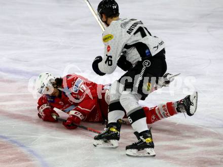 EBEL. Eishockey Bundesliga. KAC gegen	Dornbirn Bulldogs. Mannuel Ganahl, (KAC), Sam Antonitsch  (Dornbirn). Klagenfurt, am 9.11.2020.
Foto: Kuess
www.qspictures.net

---
pressefotos, pressefotografie, kuess, qs, qspictures, sport, bild, bilder, bilddatenbank
