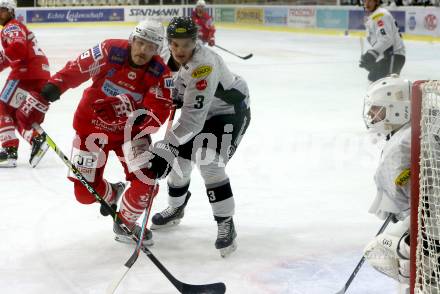 EBEL. Eishockey Bundesliga. KAC gegen	Dornbirn Bulldogs. Stefan Geier,  (KAC), Jesper Kokkila (Dornbirn). Klagenfurt, am 9.11.2020.
Foto: Kuess
www.qspictures.net

---
pressefotos, pressefotografie, kuess, qs, qspictures, sport, bild, bilder, bilddatenbank