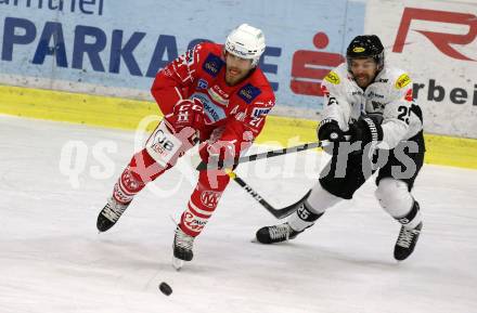 EBEL. Eishockey Bundesliga. KAC gegen	Dornbirn Bulldogs. Thomas Hundertpfund, (KAC), William Charles Rapuzzi  (Dornbirn). Klagenfurt, am 9.11.2020.
Foto: Kuess
www.qspictures.net

---
pressefotos, pressefotografie, kuess, qs, qspictures, sport, bild, bilder, bilddatenbank