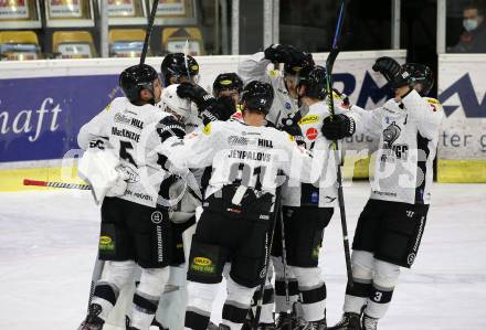 EBEL. Eishockey Bundesliga. KAC gegen	Dornbirn Bulldogs. Torjubel  (Dornbirn). Klagenfurt, am 9.11.2020.
Foto: Kuess
www.qspictures.net

---
pressefotos, pressefotografie, kuess, qs, qspictures, sport, bild, bilder, bilddatenbank
