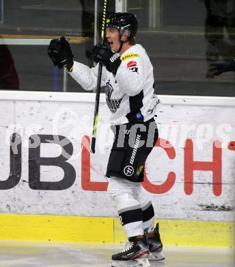 EBEL. Eishockey Bundesliga. KAC gegen	Dornbirn Bulldogs. Torjubel Anton Leif Johan Straka  (Dornbirn). Klagenfurt, am 9.11.2020.
Foto: Kuess
www.qspictures.net

---
pressefotos, pressefotografie, kuess, qs, qspictures, sport, bild, bilder, bilddatenbank