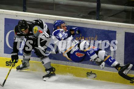 EBEL. Eishockey Bundesliga. VSV gegen Dornbirn Bulldogs.  Sebastian Zauner,  (VSV),  Sam Antonitsch (Dornbirn). Villach, am 10.11.2020.
Foto: Kuess
www.qspictures.net
---
pressefotos, pressefotografie, kuess, qs, qspictures, sport, bild, bilder, bilddatenbank