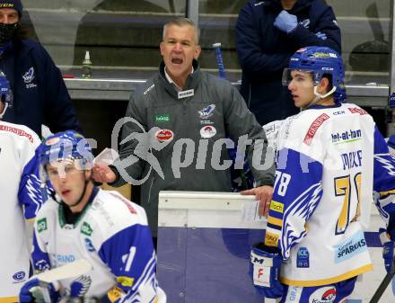 EBEL. Eishockey Bundesliga. VSV gegen Dornbirn Bulldogs.  Trainer Dan Ceman,  (VSV). Villach, am 10.11.2020.
Foto: Kuess
www.qspictures.net
---
pressefotos, pressefotografie, kuess, qs, qspictures, sport, bild, bilder, bilddatenbank