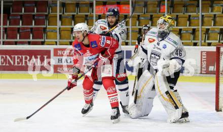 EBEL. Eishockey Bundesliga. KAC gegen	Hydro Fehervar AV 19. Nicholas Eric Petersen, (KAC),  Michael Caruso, Jaroslav Janus  (Alba Volan). Klagenfurt, am 12.11.2020.
Foto: Kuess
www.qspictures.net

---
pressefotos, pressefotografie, kuess, qs, qspictures, sport, bild, bilder, bilddatenbank
