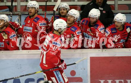 EBEL. Eishockey Bundesliga. KAC gegen	Hydro Fehervar AV 19. Torjubel Lukas Haudum (KAC). Klagenfurt, am 12.11.2020.
Foto: Kuess
www.qspictures.net

---
pressefotos, pressefotografie, kuess, qs, qspictures, sport, bild, bilder, bilddatenbank