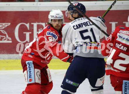 EBEL. Eishockey Bundesliga. KAC gegen	Hydro Fehervar AV 19. Daniel Obersteiner, (KAC), Timothy Campbell  (Alba Volan). Klagenfurt, am 12.11.2020.
Foto: Kuess
www.qspictures.net

---
pressefotos, pressefotografie, kuess, qs, qspictures, sport, bild, bilder, bilddatenbank