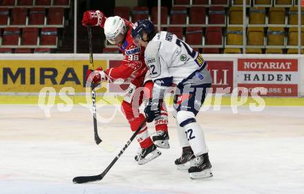 EBEL. Eishockey Bundesliga. KAC gegen	Hydro Fehervar AV 19. Daniel Obersteiner, (KAC), Milan Horvath  (Alba Volan). Klagenfurt, am 12.11.2020.
Foto: Kuess
www.qspictures.net

---
pressefotos, pressefotografie, kuess, qs, qspictures, sport, bild, bilder, bilddatenbank