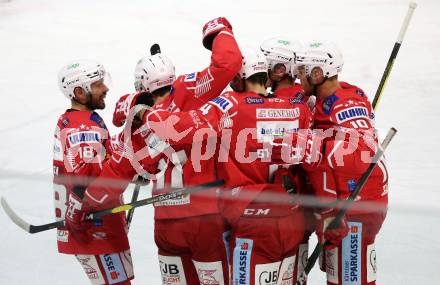 EBEL. Eishockey Bundesliga. KAC gegen	Hydro Fehervar AV 19. Torjubel Lukas Haudum, Manuel Geier, Kele Steffler, Thomas Vallant, Thomas Koch (KAC). Klagenfurt, am 12.11.2020.
Foto: Kuess
www.qspictures.net

---
pressefotos, pressefotografie, kuess, qs, qspictures, sport, bild, bilder, bilddatenbank