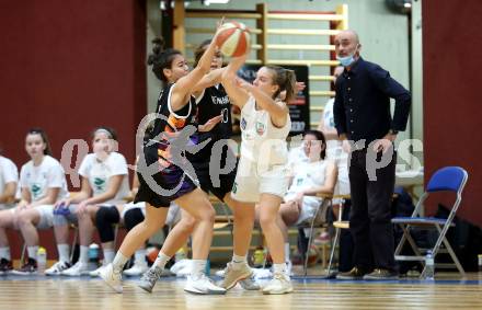Basketball Damen Superliga 2020/2021. Grunddurchgang 5. Runde.  KOS Celovec Damen gegen Vienna United PSV Capricorns. Monika Ristic, (KOS Celovec), Carina Rabitsch, Agueda Trujillo (Vienna). Klagenfurt, am 14.11.2020.
Foto: Kuess
www.qspictures.net

---
pressefotos, pressefotografie, kuess, qs, qspictures, sport, bild, bilder, bilddatenbank