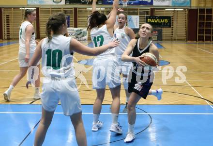 Basketball Damen Superliga 2020/2021. Grunddurchgang 5. Runde.  KOS Celovec Damen gegen Vienna United PSV Capricorns. Anna Kowatsch, (KOS Celovec), Marie-Christine Loderer (Vienna). Klagenfurt, am 14.11.2020.
Foto: Kuess
www.qspictures.net

---
pressefotos, pressefotografie, kuess, qs, qspictures, sport, bild, bilder, bilddatenbank