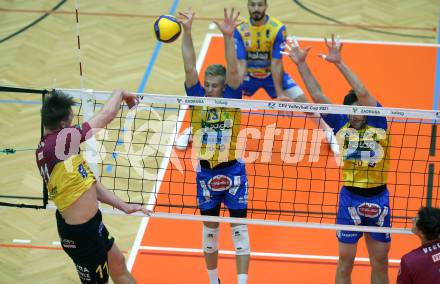 Volleyball. CEV Cup. SK Zadruga Aich/Dob gegen VK Dukla Liberec (CZE).   Blazej Podlesny, Michal Hruska (Aich/Dob). Bleiburg, am 18.11.2020.
Foto: Kuess
www.qspictures.net
---
pressefotos, pressefotografie, kuess, qs, qspictures, sport, bild, bilder, bilddatenbank