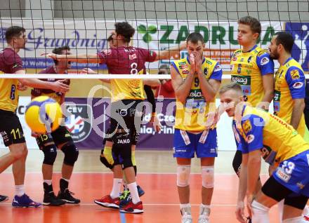 Volleyball. CEV Cup. SK Zadruga Aich/Dob gegen VK Dukla Liberec (CZE).   Jubel Liberec. Bleiburg, am 18.11.2020.
Foto: Kuess
www.qspictures.net
---
pressefotos, pressefotografie, kuess, qs, qspictures, sport, bild, bilder, bilddatenbank