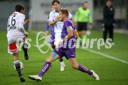 Fussball 2. Liga. SK Austria Klagenfurt gegen FC Wacker Innsbruck.  Markus Rusek (Klagenfurt), Alexander Joppich (Innsbruck). Klagenfurt, am 20.11.2020.
Foto: Kuess
www.qspictures.net
---
pressefotos, pressefotografie, kuess, qs, qspictures, sport, bild, bilder, bilddatenbank