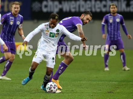 Fussball 2. Liga. SK Austria Klagenfurt gegen FC Wacker Innsbruck.   Markus Pink (Klagenfurt), Abdoul Karim Conte (Innsbruck). Klagenfurt, am 20.11.2020.
Foto: Kuess
www.qspictures.net
---
pressefotos, pressefotografie, kuess, qs, qspictures, sport, bild, bilder, bilddatenbank