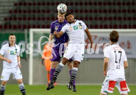 Fussball 2. Liga. SK Austria Klagenfurt gegen FC Wacker Innsbruck.  Christopher Brian Cvetko (Klagenfurt), Ronivaldo Bernardo Sales (Innsbruck). Klagenfurt, am 20.11.2020.
Foto: Kuess
www.qspictures.net
---
pressefotos, pressefotografie, kuess, qs, qspictures, sport, bild, bilder, bilddatenbank