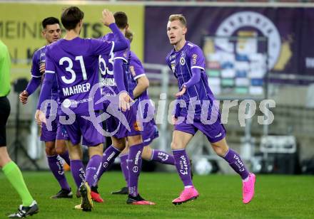 Fussball 2. Liga. SK Austria Klagenfurt gegen FC Wacker Innsbruck.  Torjubel Thorsten Mahrer, Benjamin Hadzic  (Klagenfurt). Klagenfurt, am 20.11.2020.
Foto: Kuess
www.qspictures.net
---
pressefotos, pressefotografie, kuess, qs, qspictures, sport, bild, bilder, bilddatenbank