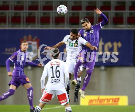 Fussball 2. Liga. SK Austria Klagenfurt gegen FC Wacker Innsbruck.  Maximiliano Moreira Romero (Klagenfurt), Ronivaldo Bernardo Sales  (Innsbruck). Klagenfurt, am 20.11.2020.
Foto: Kuess
www.qspictures.net
---
pressefotos, pressefotografie, kuess, qs, qspictures, sport, bild, bilder, bilddatenbank