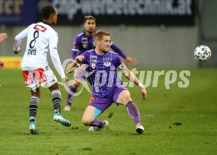 Fussball 2. Liga. SK Austria Klagenfurt gegen FC Wacker Innsbruck.  Markus Rusek (Klagenfurt), Abdoul Karim Conte (Innsbruck). Klagenfurt, am 20.11.2020.
Foto: Kuess
www.qspictures.net
---
pressefotos, pressefotografie, kuess, qs, qspictures, sport, bild, bilder, bilddatenbank