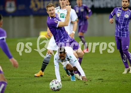 Fussball 2. Liga. SK Austria Klagenfurt gegen FC Wacker Innsbruck.  Markus Rusek (Klagenfurt), Abdoul Karim Conte (Innsbruck). Klagenfurt, am 20.11.2020.
Foto: Kuess
www.qspictures.net
---
pressefotos, pressefotografie, kuess, qs, qspictures, sport, bild, bilder, bilddatenbank