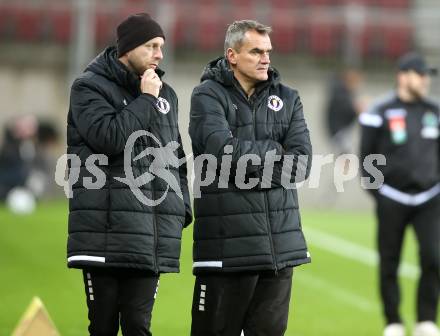 Fussball 2. Liga. SK Austria Klagenfurt gegen FC Wacker Innsbruck.  Co-Trainer Martin Lassnig,  Trainer Robert Micheu (Klagenfurt). Klagenfurt, am 20.11.2020.
Foto: Kuess
www.qspictures.net
---
pressefotos, pressefotografie, kuess, qs, qspictures, sport, bild, bilder, bilddatenbank
