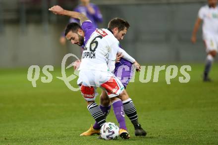 Fussball 2. Liga. SK Austria Klagenfurt gegen FC Wacker Innsbruck.  Markus Pink (Klagenfurt), Alexander Joppich (Innsbruck). Klagenfurt, am 20.11.2020.
Foto: Kuess
www.qspictures.net
---
pressefotos, pressefotografie, kuess, qs, qspictures, sport, bild, bilder, bilddatenbank