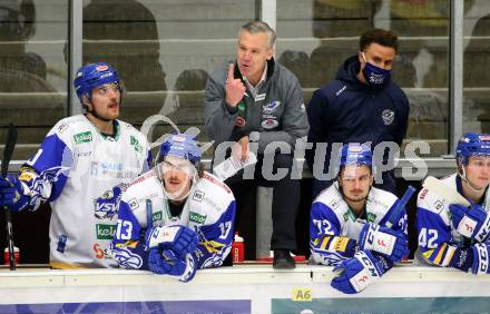 EBEL. Eishockey Bundesliga. VSV gegen spusu Vienna Capitals.  Trainer Dan Ceman (VSV). Villach, am 21.11.2020.
Foto: Kuess
www.qspictures.net
---
pressefotos, pressefotografie, kuess, qs, qspictures, sport, bild, bilder, bilddatenbank