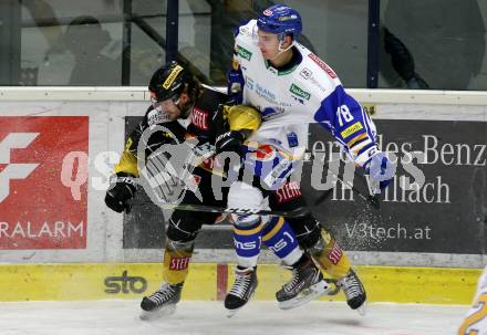 EBEL. Eishockey Bundesliga. VSV gegen spusu Vienna Capitals. Felix Maxa,  (VSV), Alexander Cijan  (Vienna). Villach, am 21.11.2020.
Foto: Kuess
www.qspictures.net
---
pressefotos, pressefotografie, kuess, qs, qspictures, sport, bild, bilder, bilddatenbank