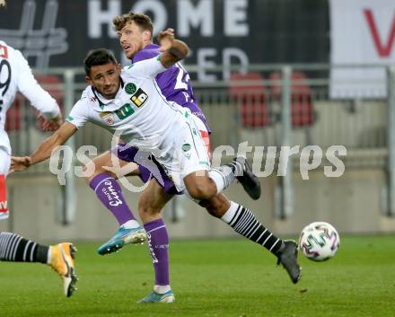 Fussball 2. Liga. SK Austria Klagenfurt gegen FC Wacker Innsbruck.  Herbert Paul (Klagenfurt),  Ronivaldo Bernardo Sales (Innsbruck). Klagenfurt, am 20.11.2020.
Foto: Kuess
www.qspictures.net
---
pressefotos, pressefotografie, kuess, qs, qspictures, sport, bild, bilder, bilddatenbank