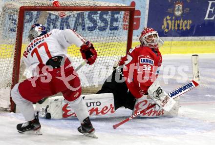EBEL. Eishockey Bundesliga. KAC gegen	EC Red Bull Salzburg. Sebastian Dahm,  (KAC), John Jason Peterka (Salzburg). Klagenfurt, am 22.11.2020.
Foto: Kuess
www.qspictures.net

---
pressefotos, pressefotografie, kuess, qs, qspictures, sport, bild, bilder, bilddatenbank