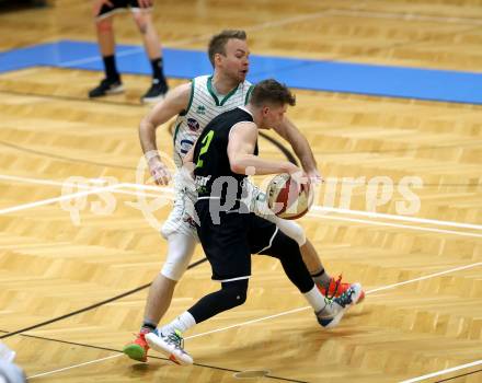 Basketball Zweite Liga 2020/2021. Grunddurchgang 8. Runde. KOS Celovec gegen Basket Flames. Tim Huber (KOS Celovec), David Wrumnig (Basket Flames). Klagenfurt, am 22.11.2020.
Foto: Kuess
www.qspictures.net

---
pressefotos, pressefotografie, kuess, qs, qspictures, sport, bild, bilder, bilddatenbank