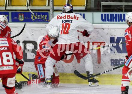 EBEL. Eishockey Bundesliga. KAC gegen	EC Red Bull Salzburg. Lukas haudum,  (KAC), Justin Schuetz (Salzburg). Klagenfurt, am 22.11.2020.
Foto: Kuess
www.qspictures.net

---
pressefotos, pressefotografie, kuess, qs, qspictures, sport, bild, bilder, bilddatenbank