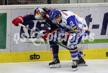 EBEL. Eishockey Bundesliga. VSV gegen EC Red Bull Salzburg.  Benjamin Lanzinger, (VSV), Daniel Jakubitzka  (Salzburg). Villach, am 25.11.2020.
Foto: Kuess
www.qspictures.net
---
pressefotos, pressefotografie, kuess, qs, qspictures, sport, bild, bilder, bilddatenbank