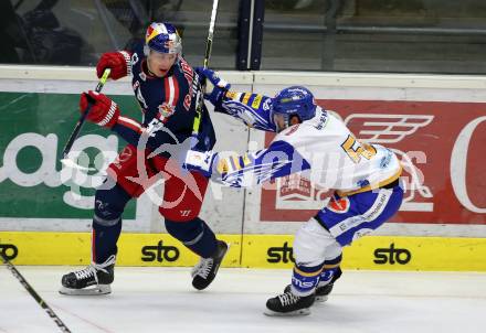 EBEL. Eishockey Bundesliga. VSV gegen EC Red Bull Salzburg.  Frederik Allard,  (VSV), Paul Huber (Salzburg). Villach, am 25.11.2020.
Foto: Kuess
www.qspictures.net
---
pressefotos, pressefotografie, kuess, qs, qspictures, sport, bild, bilder, bilddatenbank