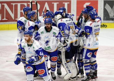 EBEL. Eishockey Bundesliga. VSV gegen EC Red Bull Salzburg. Jubel   (VSV). Villach, am 25.11.2020.
Foto: Kuess
www.qspictures.net
---
pressefotos, pressefotografie, kuess, qs, qspictures, sport, bild, bilder, bilddatenbank