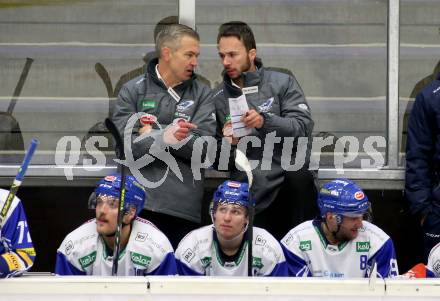 EBEL. Eishockey Bundesliga. VSV gegen EC Red Bull Salzburg.  Trainer Dan Ceman, Co-Trainer Marco Pewal (VSV). Villach, am 25.11.2020.
Foto: Kuess
www.qspictures.net
---
pressefotos, pressefotografie, kuess, qs, qspictures, sport, bild, bilder, bilddatenbank