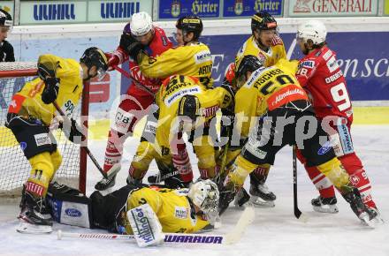 EBEL. Eishockey Bundesliga. KAC gegen	spusu Vienna Capitals. Rok Ticar, Daniel Obersteiner (KAC), Sascha Bauer, Bernhard Starkbaum, Brett Flemming, Mario Fischer, Fabio Artner (Vienna). Klagenfurt, am 29.11.2020.
Foto: Kuess
www.qspictures.net

---
pressefotos, pressefotografie, kuess, qs, qspictures, sport, bild, bilder, bilddatenbank