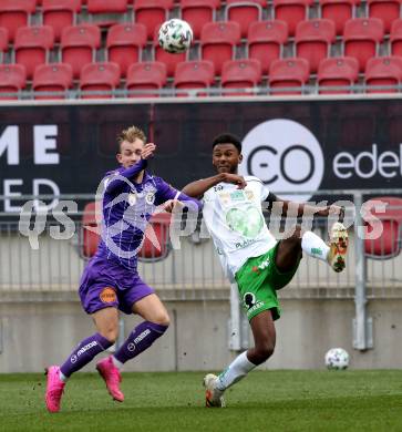 Fussball 2. Liga. SK Austria Klagenfurt gegen  SC Austria Lustenau.  Benjamin Hadzic, (Klagenfurt), Till Cissokho (Lustenau). Klagenfurt, am 29.11.2020.
Foto: Kuess
www.qspictures.net
---
pressefotos, pressefotografie, kuess, qs, qspictures, sport, bild, bilder, bilddatenbank