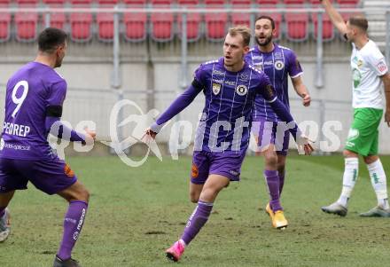 Fussball 2. Liga. SK Austria Klagenfurt gegen  SC Austria Lustenau.  Torjubel Benjamin Hadzic (Klagenfurt). Klagenfurt, am 29.11.2020.
Foto: Kuess
www.qspictures.net
---
pressefotos, pressefotografie, kuess, qs, qspictures, sport, bild, bilder, bilddatenbank