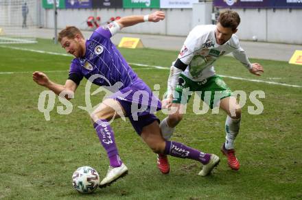 Fussball 2. Liga. SK Austria Klagenfurt gegen  SC Austria Lustenau.  Markus Rusek, (Klagenfurt),  Christoph Freitag  (Lustenau). Klagenfurt, am 29.11.2020.
Foto: Kuess
www.qspictures.net
---
pressefotos, pressefotografie, kuess, qs, qspictures, sport, bild, bilder, bilddatenbank