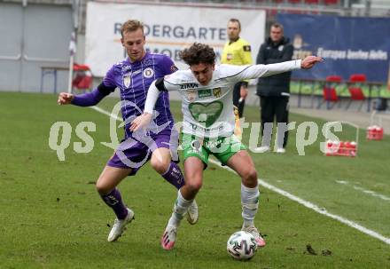 Fussball 2. Liga. SK Austria Klagenfurt gegen  SC Austria Lustenau.  Florian Jaritz (Klagenfurt), Nael Jaby (Lustenau). Klagenfurt, am 29.11.2020.
Foto: Kuess
www.qspictures.net
---
pressefotos, pressefotografie, kuess, qs, qspictures, sport, bild, bilder, bilddatenbank