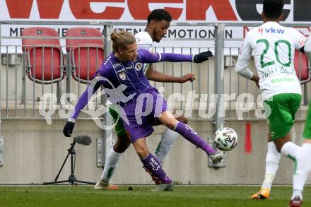 Fussball 2. Liga. SK Austria Klagenfurt gegen  SC Austria Lustenau.  Patrick Greil, (Klagenfurt), Till Cissokho (Lustenau). Klagenfurt, am 29.11.2020.
Foto: Kuess
www.qspictures.net
---
pressefotos, pressefotografie, kuess, qs, qspictures, sport, bild, bilder, bilddatenbank