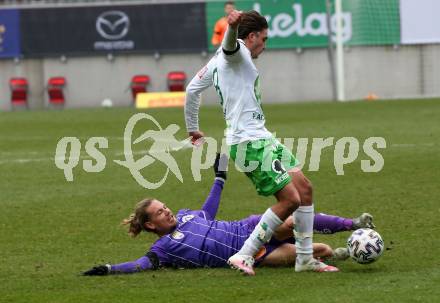 Fussball 2. Liga. SK Austria Klagenfurt gegen  SC Austria Lustenau.  Patrick Greil, (Klagenfurt),  Nael Jaby (Lustenau). Klagenfurt, am 29.11.2020.
Foto: Kuess
www.qspictures.net
---
pressefotos, pressefotografie, kuess, qs, qspictures, sport, bild, bilder, bilddatenbank