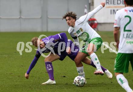 Fussball 2. Liga. SK Austria Klagenfurt gegen  SC Austria Lustenau.  Florian Jaritz, (Klagenfurt),  Nael Jaby (Lustenau). Klagenfurt, am 29.11.2020.
Foto: Kuess
www.qspictures.net
---
pressefotos, pressefotografie, kuess, qs, qspictures, sport, bild, bilder, bilddatenbank
