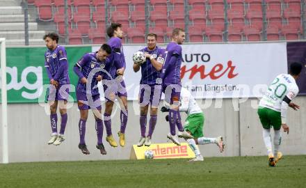 Fussball 2. Liga. SK Austria Klagenfurt gegen  SC Austria Lustenau.  Simon Straudi, Darijo Pecirep,  Thorsten Mahrer, Markus Rusek, Florian Jaritz  (Klagenfurt),  Wallace Menezes dos Santos (Lustenau). Klagenfurt, am 29.11.2020.
Foto: Kuess
www.qspictures.net
---
pressefotos, pressefotografie, kuess, qs, qspictures, sport, bild, bilder, bilddatenbank