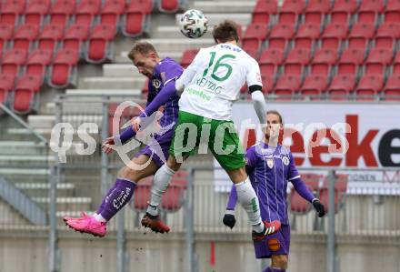 Fussball 2. Liga. SK Austria Klagenfurt gegen  SC Austria Lustenau.  Benjamin Hadzic, (Klagenfurt),  Christoph Freitag  (Lustenau). Klagenfurt, am 29.11.2020.
Foto: Kuess
www.qspictures.net
---
pressefotos, pressefotografie, kuess, qs, qspictures, sport, bild, bilder, bilddatenbank